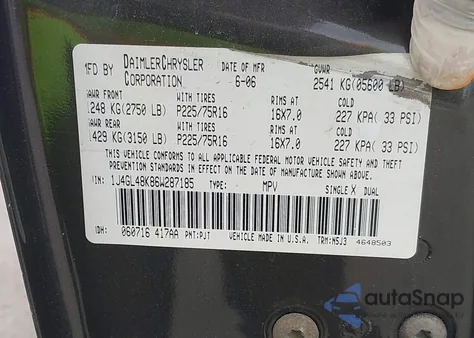 2006 Jeep Liberty Sport из США, поврежденный, VIN 1J4GL48K86W287185